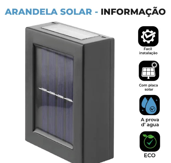 Lâmpada solar fina LED com 2 focos de luz quente para parede IP65