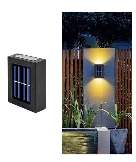 Lâmpada solar fina LED com 2 focos de luz quente para parede IP65